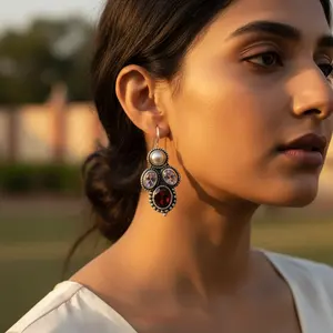 Boucles d'oreilles pendantes en argent 925 plaqué or avec perle et diamant pour femmes, cadeaux de mariage et de fête - Product Image 2