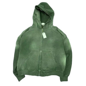 High Quality Vintage style Applique Rhinestone Complex Design <b>Hoodie</b> zipper Sun Fade <b>Hoodie</b> 100% Cotton Heavyweight <b>Hoodie</b> - Product Image 2