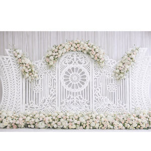ฉากหลังงานแต่งงานแบบตัดเลเซอร์ทันสมัย สไตล์อินเดียหรูหรา สีขาว ผลิตในสหรัฐอเมริกา ราคาโรงงาน ขายในสหราชอาณาจักร - Product Image 1