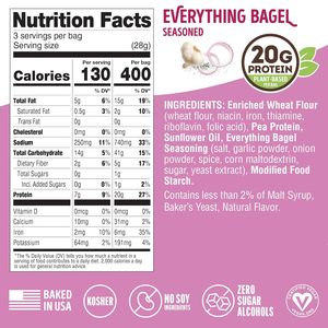 Lenny & Larry's FITZELS <b>Protein</b> Pretzels (Everything Bagel) 8 Individual Bags 3 oz Each - Product Image 3