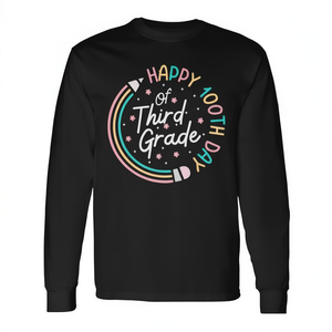 T-shirt rétro à manches longues pour enseignants, 100e jour d'école, 3e année, promotionnel, 100 jours d'école, Joyeuse Journée des enseignants ! - Product Image 2