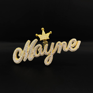 Pendentif Hip Hop en Acier Inoxydable de Haute Qualité avec Diamants CZ Personnalisés, Couleurs Personnalisables Disponibles, Plaqué Rhodium Imitation Givre Ice Legacy - Product Image 1