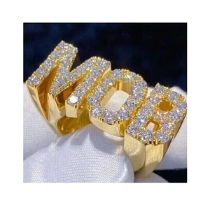 5.00 carat Hip Hop coupe ronde VVS Moissanite plaqué or jaune bague de lettre de mariage pour hommes en argent sterling 925 - Product Image 5