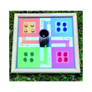 现代风格木制Ludo高品质绿色蓝色粉色橙色和白色Ludo游戏4人儿童木板游戏