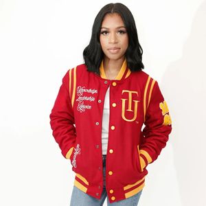 Chaqueta Universitaria Unisex de Invierno, Transpirable, de Punto, de Poliéster/Algodón, con el Logotipo de la Mascota Dorada de la Universidad de Tuskegee, Estilo Universitario - Product Image 3