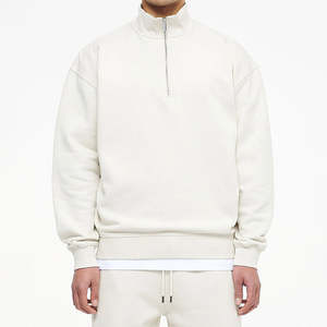 เสื้อสเวตเตอร์แบบมีซิปสำหรับผู้ชายเสื้อสเวตเชิ้ตผ้าคอตตอนผสมสีพื้นระบายอากาศได้ดีตามสั่ง - Product Image 1