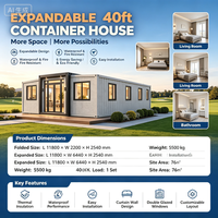 Maison conteneur extensible moderne de 40 pieds, maison préfabriquée modulaire de 73 m² prête pour hôtel ou complexe hôtelier