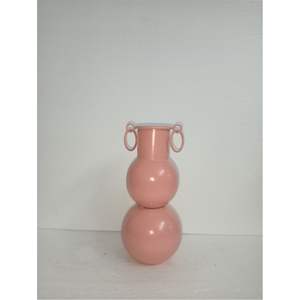 Vase à fleurs en métal nordique minimaliste moderne, vase en fer rose mat pour centre de table, vase décoratif géométrique de luxe pour la maison - Product Image 1