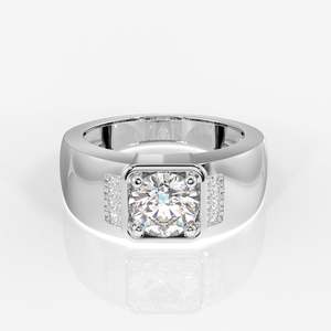 Luther Men's Sterling <b>Silver</b> <b>Ring</b> with Moissanite Diamond Elegant Men's Accessory - Product Image 6