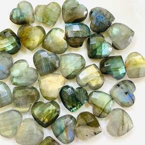 Pierre précieuse en labradorite sculptée à la main en forme de cœur pour la fabrication de bijoux 10 MM - Product Image 4