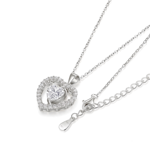 Pendentif SHREYA DIAM en forme de cœur avec pavé de moissanite et perle d'eau douce, en argent 925 plaqué rhodium, micro-incrustation, taille brillante, tendance - Product Image 4