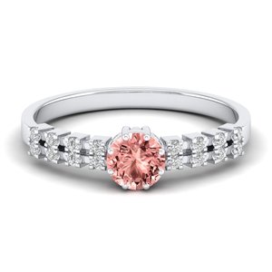 Bague en or massif 14 carats avec pierre précieuse morganite ronde taille brillant de 0,5 carat, certifiée IGI, bijoux fins, prix de gros REYES - Product Image 5