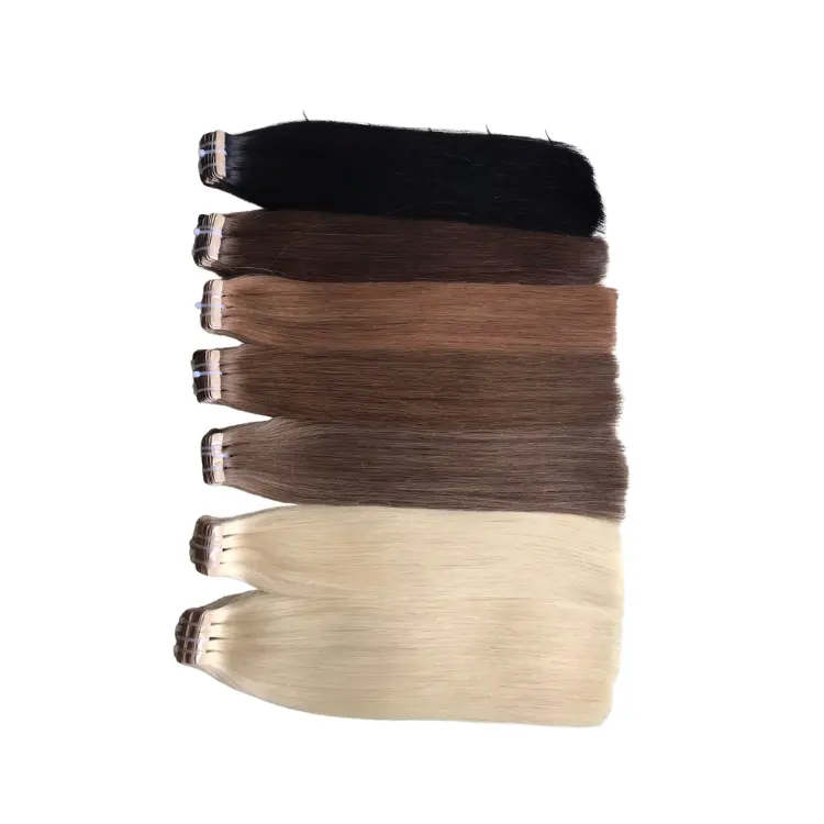 Tape In Human Hair Extensions High Quality 100% Human Hair Unprocessed Virgin Hair Extensions Machine Double Weft