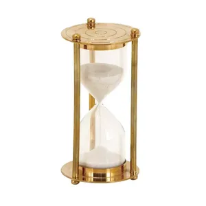 Reloj de Arena Decorativo para Mesa, Diseño Moderno con Detalles Náuticos para Decoración de Oficina, Reloj de Arena de Metal Dorado a Precio de Mayoreo - Product Image 1