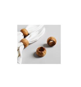 Beau rond de serviette en bois lisse pour décoration de cuisine de style ferme rustique fête de vacances mariage - Product Image 4