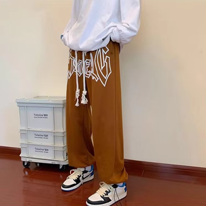 Pantalon de survêtement d'hiver pour homme, taille haute, coupe ample, style streetwear, en coton French Terry, écologique, respirant, avec broderie effet vieilli - Product Image 2