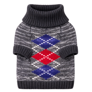 Suéter para Perro Gris Diamante, Suave y Cálido, Jersey para Mascotas, Ropa de Punto Acogedora para Invierno, para Perros Pequeños y Medianos, Diseño Clásico y Elegante - Product Image 4