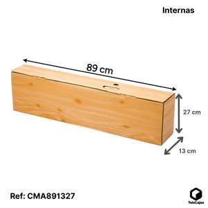 Boîte à jambon en bois robuste 89x13x27 cm, rectangulaire, en peuplier, avec poignée intégrée et double rabat, pour cadeau de Noël gastronomique - Product Image 3