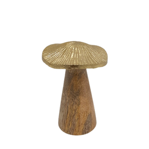Lot de 3 sculptures en aluminium et bois de manguier, couleur cuivre et naturelle, design classique de taille moyenne pour la maison et la décoration de table - Product Image 3