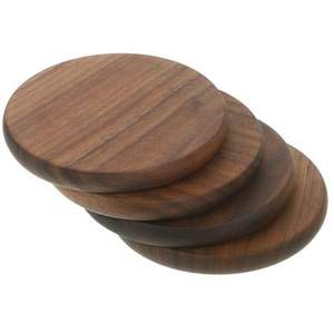 Ensemble de dessous-de-verre ronds en bois de noyer avec finition foncée artisanale pour la décoration moderne de la maison et l'accentuation de table de luxe - Product Image 1