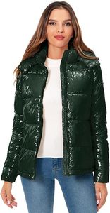 Veste matelassée d'hiver imperméable légère pour femmes à capuche manteau court à bulles pleine fermeture éclair teint uni Style décontracté tissé - Product Image 2