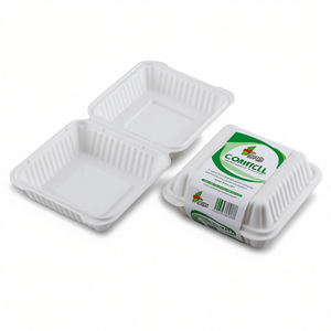 Contenitore per Pranzo Monouso a 1 Scomparto con Coperchio a Cerniera 23x23x7 cm Quadrato 99% PP - Product Image 2