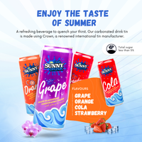 Ooh Sunny Minuman Bersoda Rendah Kalori 325ml Kaleng Slim dengan Rasa Cola dan Buah Strawberry/Anggur/Jeruk