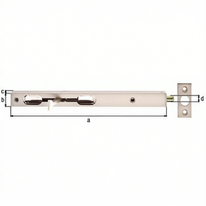 Tubular Edge Bolt with Strike <b>Plate</b> 250mm Length 20mm Width 15mm Height Steel Silver GAH <b>Door</b> & Window Bolts - Product Image 3