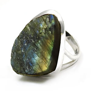 Anillo con forma de cabujón de piedras preciosas de labradorita en bruto de Plata de Ley 925 de buena calidad, joyería hecha a mano, proveedores al por mayor - Product Image 1