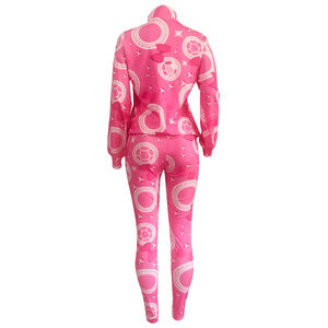 Conjunto Deportivo de Dos Piezas para Mujer, Chaqueta Cortavientos con Bloques de Color y Pantalones Jogger Cortos con Media Cremallera, Transpirable - Product Image 2