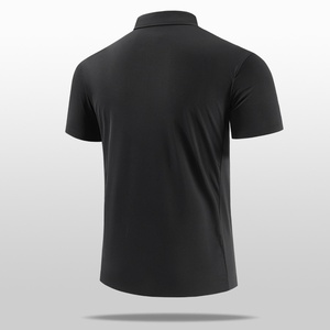 Polo à la mode de 180 grammes à séchage rapide pour hommes, demi-fermeture éclair pour haut motif solide, col vertical élégant, polos de course décontractés - Product Image 4