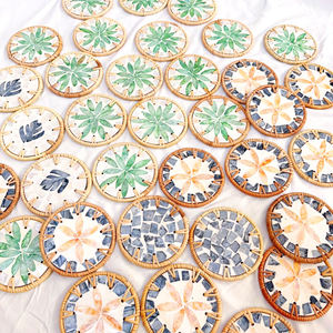Asia Zen Pattern Mother of Pearl Rattan <b>Coasters</b> <b>and</b> <b>Placemat</b> <b>Set</b> Handicraft From Vietnam DHT HANDICRAFT - Product Image 6