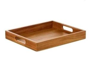 Plateau à thé en bois brun avec finition polie Style classique durable pour le service quotidien et l'utilisation au micro-ondes - Product Image 4