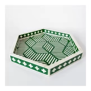 Plateau de qualité supérieure avec incrustation de nacre Plateau en résine fait main avec poignée en MDF pour service et décoration de restaurant de cuisine à domicile - Product Image 1