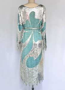 Corpiño de manga larga para mujer, hasta el suelo, línea A, vestido de graduación, fiesta, noche, Sexy, cuello redondo, bordado, antiestático - Product Image 4