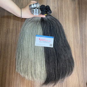 100% Extensions de cheveux crus à trame droite naturelle de haute qualité trame à Double tirage cheveux vietnamiens gris couleur foncée prêt à expédier - Product Image 3