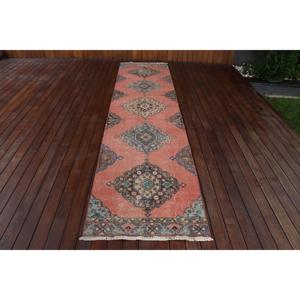 Vintage <b>Runner</b> Rug 2.6x11.6 ft (78x355 cm), Turkish <b>Red</b> Moroccan Rug - Product Image 1