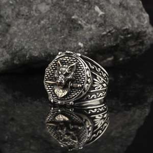 Medusa Motif Antiquing 925 <b>Silver</b> Dazzle <b>Men</b> <b>Ring</b> Turkish Handmade <b>Ring</b> Turkish Wholesales <b>Silver</b> Jewelry - Product Image 2