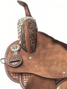 Sillín occidental duradero, árbol de madera, asiento de cuero de ajuste cómodo para Trail Riding Ranch Barrel Racing Training Roping Equestrian - Product Image 2