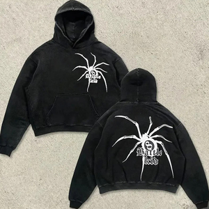 Diseño totalmente personalizado Flame Skull Letter Print Regular Fit 100% Cotton Winter Streetwear Acid Wash Casual Hoodie - Product Image 5