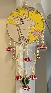 Surtido de madera Ganesha Pichwai vaca colgante de pared para Diwali puertas y paredes decoración inauguración de la casa y buena suerte regalo Diwali entrada - Product Image 4