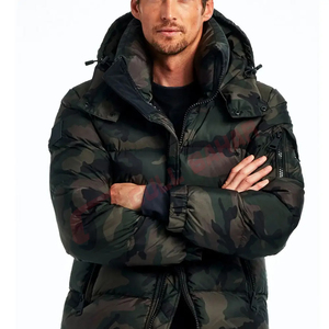 Chaqueta acolchada impermeable a prueba de viento con capucha de alta calidad para hombre, manga larga, invierno, logotipo personalizado, estampado, cuello levantado, calle principal - Product Image 3