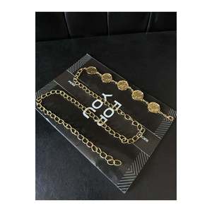 Round <b>Chain</b> Detailed Women's <b>Belt</b>, Waist <b>Belt</b>, Dress <b>Belt</b>, Skirt <b>Belt</b>, Trouser <b>Belt</b> - Gold - Product Image 2