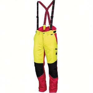 Size 56 Comfort Forestry Protective Trousers Neon Yellow/<b>Red</b> Garden <b>Gloves</b> & Gear - Product Image 2