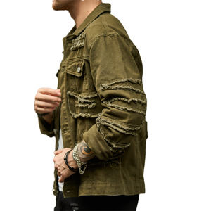 Chaqueta vaquera resistente verde algodón 100% para hombre, diseño Vintage en blanco, estilo deportivo transpirable, estilos personalizables, piel de vaca - Product Image 4
