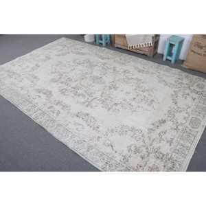 พรมวินเทจขนาดใหญ่ 6.4x10.2 ฟุต พรมตุรกี พรมขนสัตว์สีขาวลายนามธรรม - Product Image 2