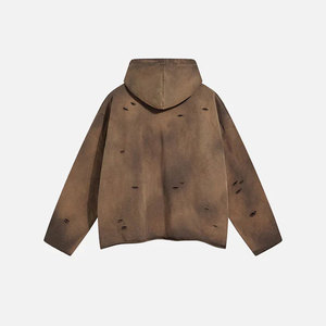 Sweat à capuche en molleton lavé avec impression numérique de style vintage brodé à plat pour l'hiver, vente chaude - Product Image 2