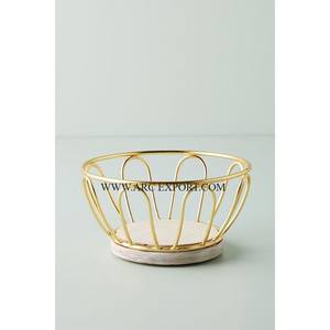 Classic Metal Gold Plated Table Top <b>Fruit</b> <b>Storage</b> Basket Latest Designing Home and Kitchen <b>Storage</b> Organization <b>Fruit</b> Baskets - Product Image 3