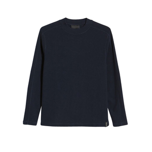 T-shirt personnalisé en coton gaufré à col rond et manches longues pour hommes - Product Image 5