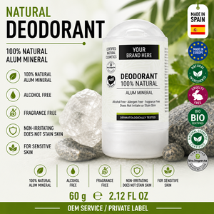 Desodorante Natural en Barra de Alumbre de Marca Privada 60g OEM |   Desodorante Mineral Vegano Orgánico |   España UE - Product Image 1
